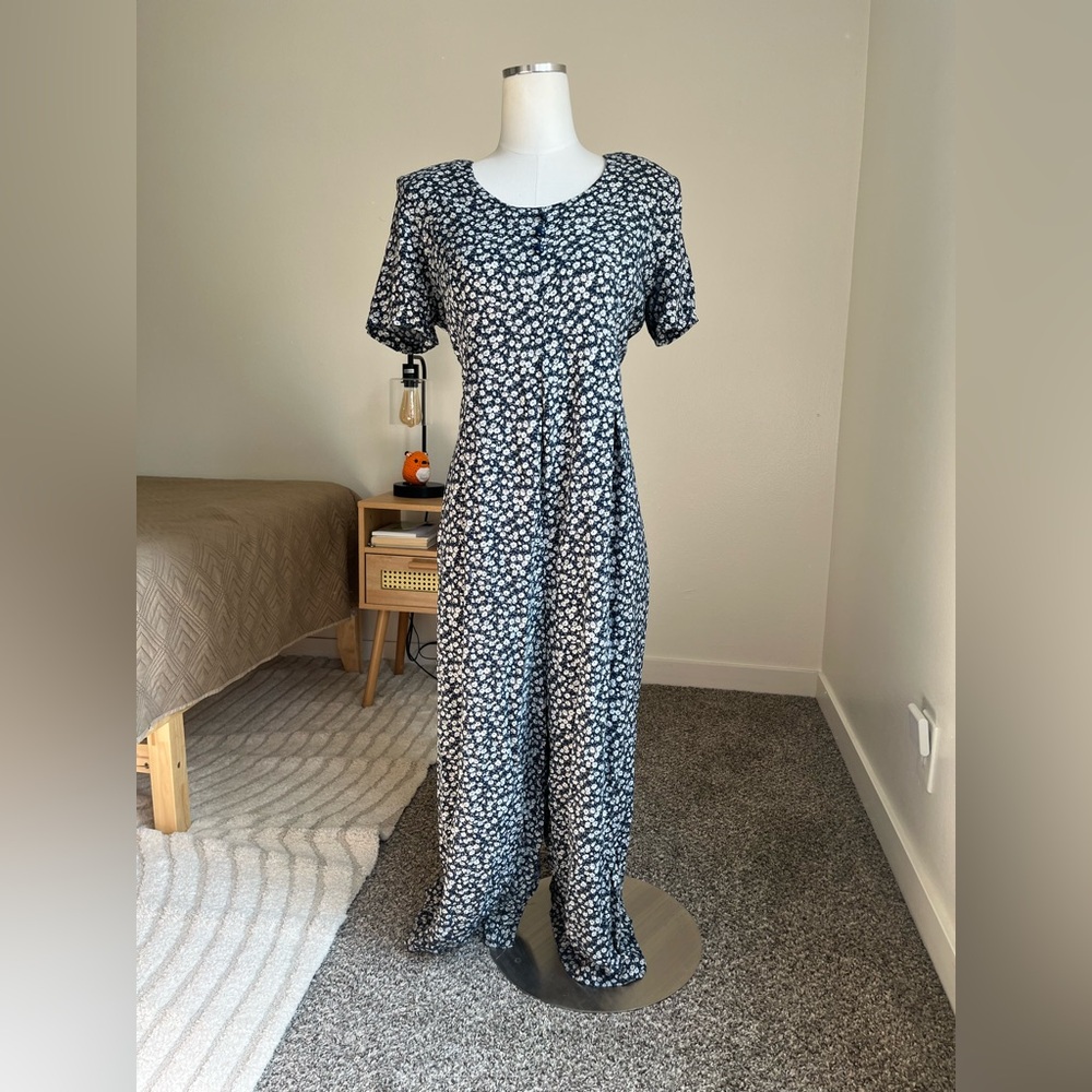 Vintage 90s Byer Too! California Floral Short Sleeve Wide Leg Jumpsuit Size 13